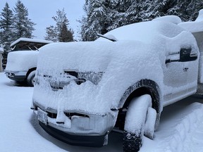 The snow was piled high in Langley around 11 a.m. on Dec. 20, 2022.