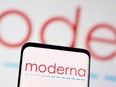 Moderna logo is seen displayed in this illustration taken, May 3, 2022.