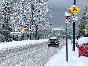 Scene from Beach Avenue at Broughton in Vancouver's West End neighbourhood the morning of Dec. 20, 2022.