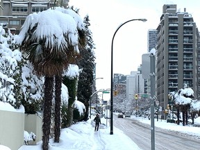 Scene from Beach Avenue at Broughton in Vancouver's West End neighbourhood the morning of Dec. 20, 2022.