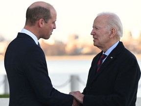 US President Joe Biden meets with Britain’s Prince William, Prince of Wales, at the John F. Kennedy Presidential Library and Museum in Boston, Massachusetts, December 2, 2022. (Photo by SAUL LOEB / AFP)