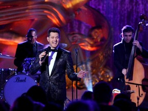 Michael Bublé performs at the 2015 Rockefeller Center Christmas Tree Lighting Ceremony in New York.