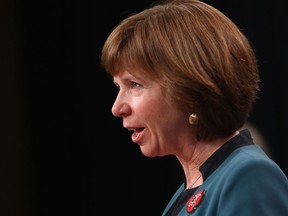Minister of Mental Health and Addictions Sheila Malcolmson during a press conference in Victoria, Monday, Nov. 1, 2021. The province is adding 33 new and expanded youth substance-use programs to ensure no one falls through the cracks.THE CANADIAN PRESS/Chad Hipolito