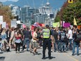 Several thousand anti-vaccine protestors converge on Vancouver General Hospital as part of the World Wide Walkout for Health Freedom in Vancouver on Sept. 1, 2021.