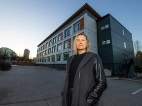Danya Fast, research scientist at the B.C. Centre on Substance Use and an assistant professor in the department of medicine at UBC, with modular housing in Vancouver.