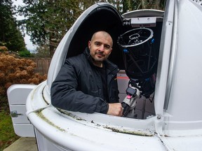 Rouz Bidshari is an astrophotographer who uses a telescope to make images of galaxies millions of light-years away from the backyard of his West Vancouver home. Photo: Jason Payne
