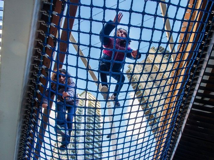  layla humayun, 10, left, and sister georgia, 7, play at sθәqәlxenәm ts’exwts’áxwi7, also known as rainbow park, in vancouver on wednesday.