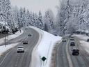 Highway 1 as seen from the Lonsdale Avenue overpass in the aftermath of this weeks snowstorm. A milder system bringing snow and rain is on its way leading up to Christmas.