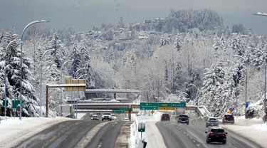 Highway 1 seen from the Lonsdale Avenue overpass on Dec. 20, 2022.