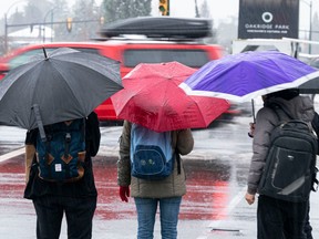 Umbrellas were mandatory on Dec. 24, 2022 in Metro Vancouver during a heavy rainfall warning that was in effect. Richard Lam/PNG