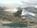 Aerial view of Mount Edziza, in BC's far north, referred to by some locals, as Ice Mountain.