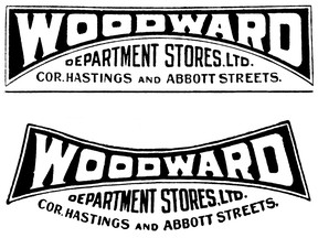 Woodward's department store in Vancouver had two logos in 1906 - one that appeared in ads for the Vancouver World (top), and one in ads in the Vancouver Province (bottom).