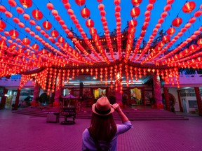 Red lanterns symbolize good luck and happiness during Lunar New Year.
