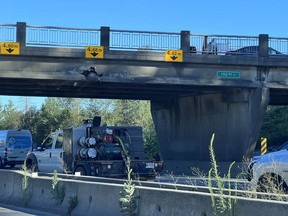 A truck accident damaged the 192nd Street overpass above Highway 1 in July.