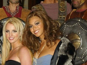 Britney Spears and Beyonce - Jan 2004 - Pepsi commerical launch- National Gallery-London, UK - Getty