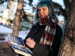Ukrainian artist Inna Nagaytseva was photographed outside her home in Calgary on Thursday, January 26, 2023.