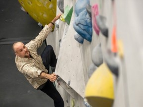 Steven Brown, co-owner of Hub rock-climbing gyms at his company's Markham location on Thursday, Jan. 19. Brown is in the middle of a Human Rights Tribunal complaint for following provincial COVID rules for non-essential services.