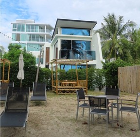Jimi Sanhu’s rented luxury villa located to the right of the Beachfront Hotel, in Phuket, Thailand.