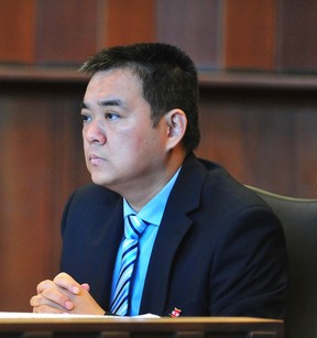 count.  Lenny Zhou at a City Council meeting at Vancouver City Hall in November 2022.