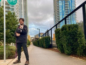 Marine Gateway resident Ricardo Mendes doesn’t mind that most of the green places good for a dog walk are at least half-a-kilometre distant.