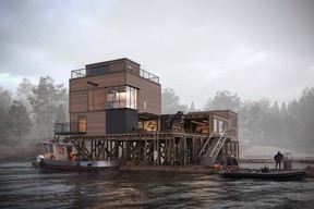 Artist's rendering of the completed renovation of Tofino's Ice House Pier reimagined and rebuilt by Wolfgang Reider and Leckie Studio.