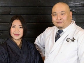 Sushi Mahana owner Yuki Aida, left, and chef Hiroshi Hoshiko at Sushi Mahana in North Vancouver.