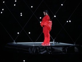 Rihanna performs onstage during the Apple Music Super Bowl LVII Halftime Show at State Farm Stadium on Feb. 12, 2023 in Glendale, Ariz.
