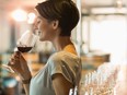 woman drinking red wine