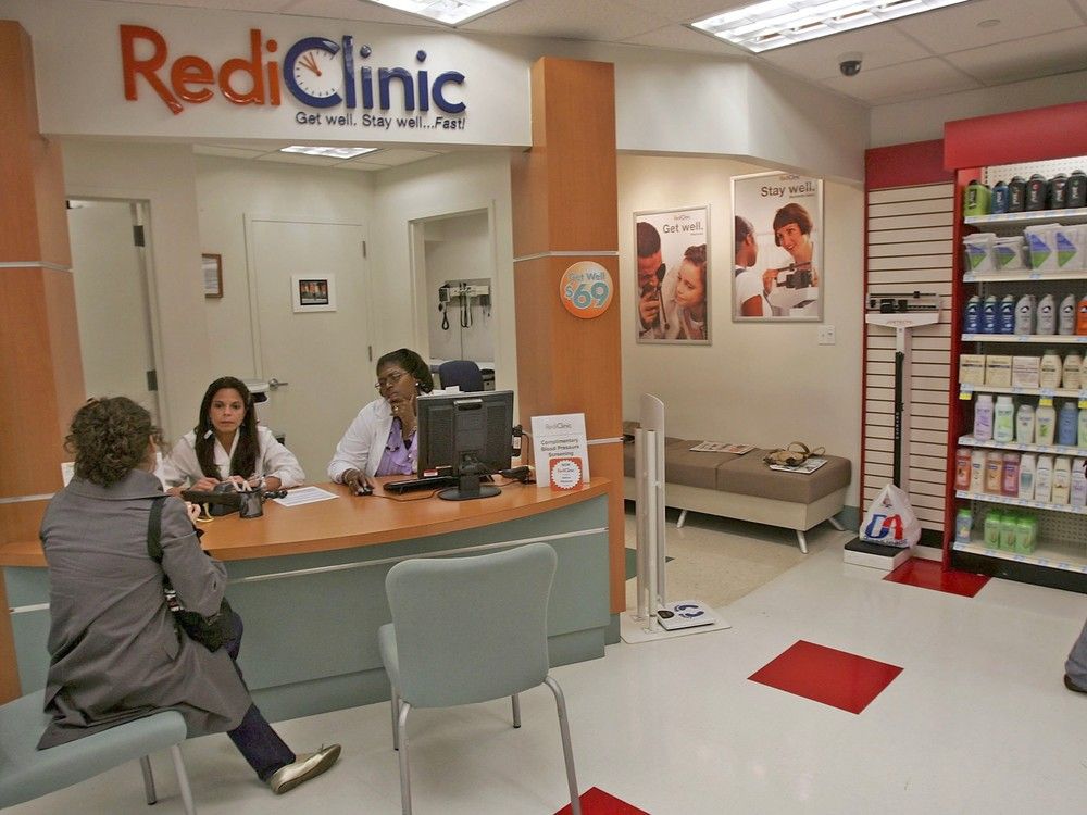 A medical clinic inside a store in New York City.  This model is favored by a number of corporate owners of medical clinics in Canada.