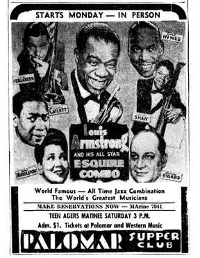 Louis Armstrong ad in the Jan. 29, 1949, Vancouver Sun.