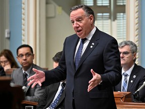 Quebec Premier Francois Legault pictured on February 16 at the Quebec National Assembly. Legault has been pushing hard for a closure of the illegal Roxham Road border crossing.