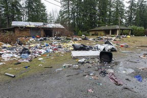 Debris and damage at the property at 20256 34th Ave. in Langley.