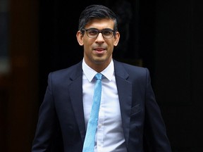 British Prime Minister Rishi Sunak outside Number 10 Downing Street in London on Feb. 22, 2023.