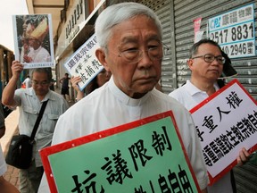 While religious freedom issues tend to be complex in North America, there is no ambiguity to the brutal way tens of millions of Muslims and Christians are subjected to harassment, imprisonment and worse in India and China. (Photo: Cardinal Joseph Zen, an outspoken critic of Beijing, takes part in a demonstration to demand religious freedom in China.)