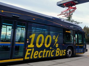 File photo of a diesel-electric hybrid bus. TransLink announced Thursday it was adding 15 new fully electric buses to the fleet.