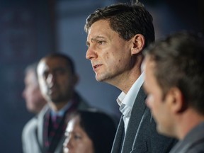 Premier David Eby at a housing announcement in Vancouver in January.