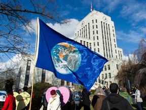 A climate rally was held outside Vancouver City Hall last week.