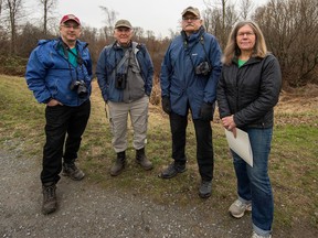 From left: Glen Govier, George Glulow, Paul Cipywnyk and Joan Carne are among the residents upset with Burnaby's plan to build a green waste facility on parkland.