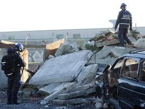 Vancouver's Heavy Urban Search and Rescue (HUSAR) team during a full-scale training exercise in Vancouver.