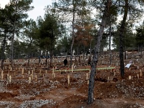 A view shows a mass grave for victims of the earthquake, in the aftermath of a deadly earthquake, in Kahramanmaras, Turkey, February 18 2023. REUTERS/Clodagh Kilcoyne