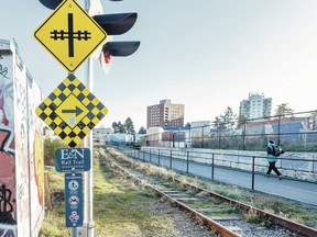 The E&NRail Trail and the unused train tracks near the Wilson Street crossing in Victoria. DARREN STONE, TIME COLONIST