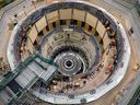 Work on the Unit 1 turbine-generator in the powerhouse at the Site C project near Fort St. John.