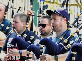 The SFU Pipe Band was competing in Glasgow at the World Pipe Band Championships.