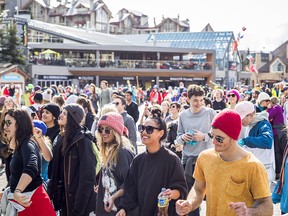 Customers attend a concert at the World Ski and Snowboard Festival in Whistler.