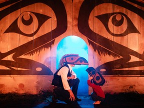 Entrance to naaʔuu, an immersive experience of feasting, songs, dance, ancestral wisdom and history from the Tla-o-qui-aht Nation perspective.