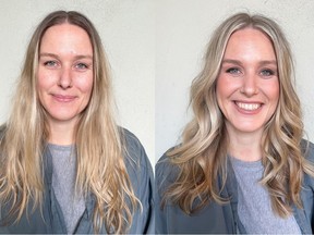 Kelsey Martin is a 33-year-old emergency room doctor in need of a colour boost and haircut. On the left is Kelsey before her makeover, on the right is her after.