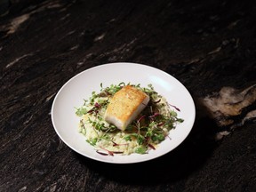 Halibut and spring pea risotto.