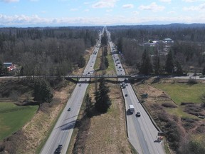 The Glover Road crossing over Highway 1 in Langley is being upgraded as part of the highway widening project between 216th and 264th streets. The new, higher crossing is due for completion in 2024.