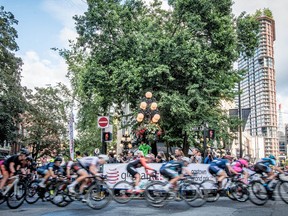 Pro cyclists competing in the 2019 Global Relay Gastown Grand Prix in downtown Vancouver.
