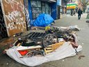 A woman was found dead on Hastings Street on Sunday after a tent fire was extinguished, one of three on the Downtown Eastside in recent days.